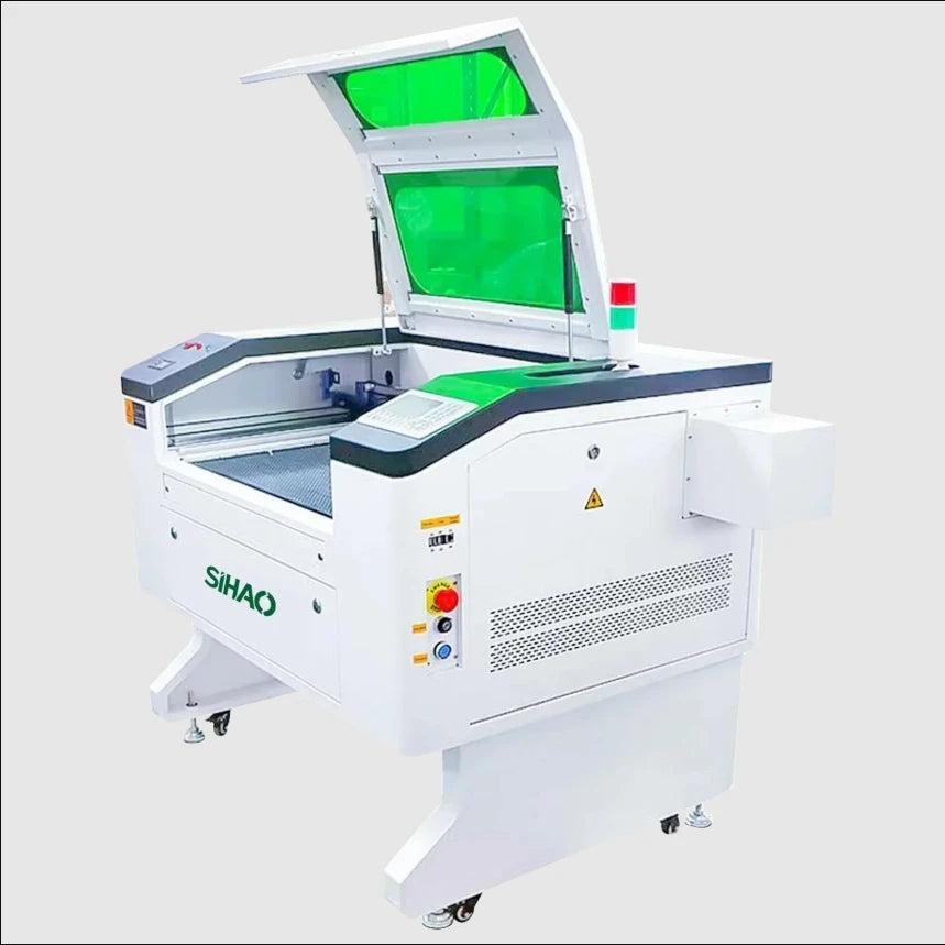 SIHAO 100W Laser Engraver with Ruida DSP & Built-in Chiller - 700x500mm Large Area, Safety Warning Light for Wood/Metal/Leather