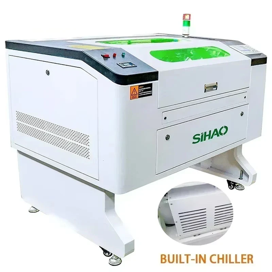 SIHAO 100W Laser Engraver with Ruida DSP & Built-in Chiller - 700x500mm Large Area, Safety Warning Light for Wood/Metal/Leather