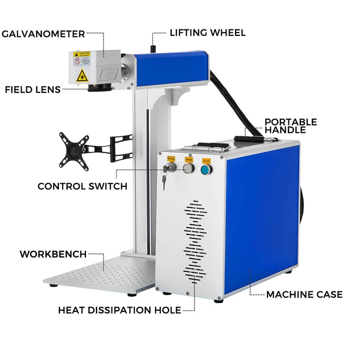 SIHAO 30W Split Fiber Laser & Marking Machine with (5.9"x5.9")working Area with Rotation Axis - SIHAOTEC Laser