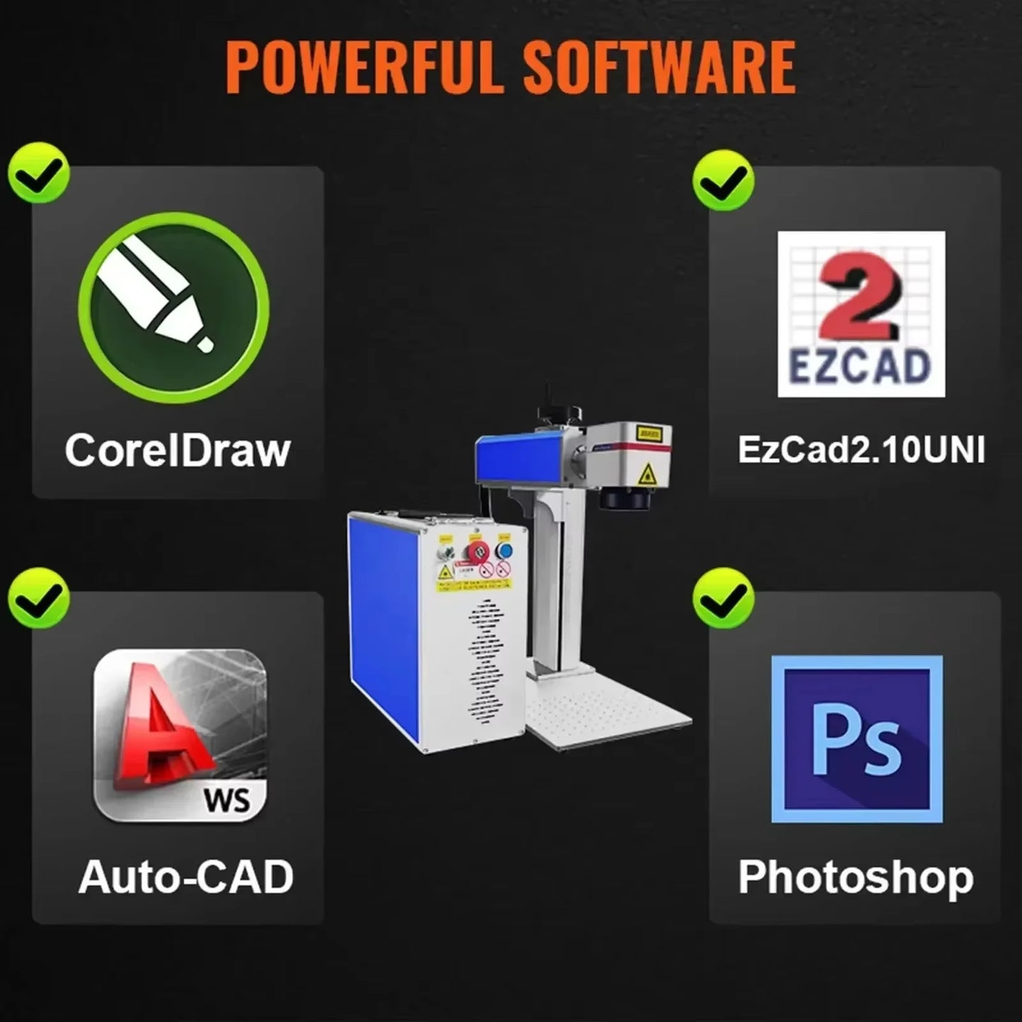 SIHAO 30W/50W Fiber Laser Marker | Metal & Stainless Steel Engraving/Cutting System for Jewelry, Rings, Precious Metals