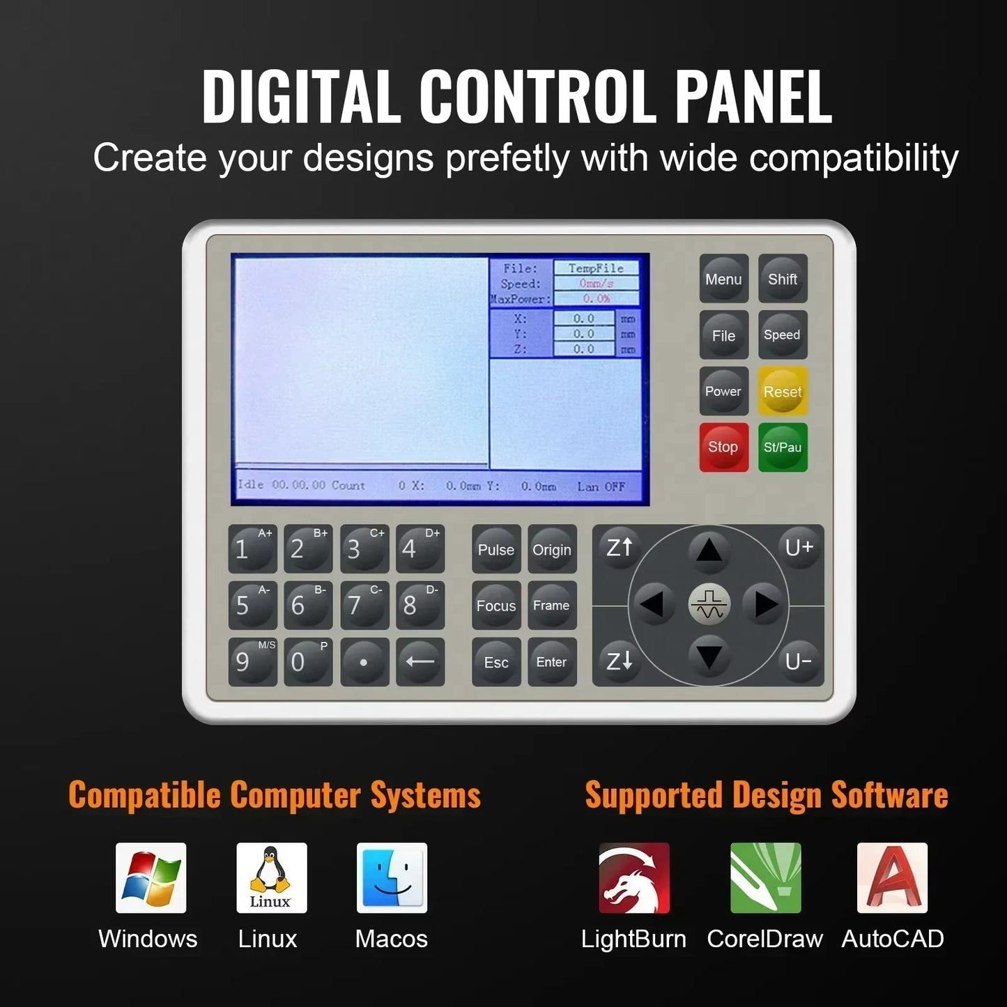 SIHAO 50/60W CO2 Laser Engraver & Cutter with Ruida/M2, 40x60cm Area, Water Cooling - for Wood/Leather/Acrylic