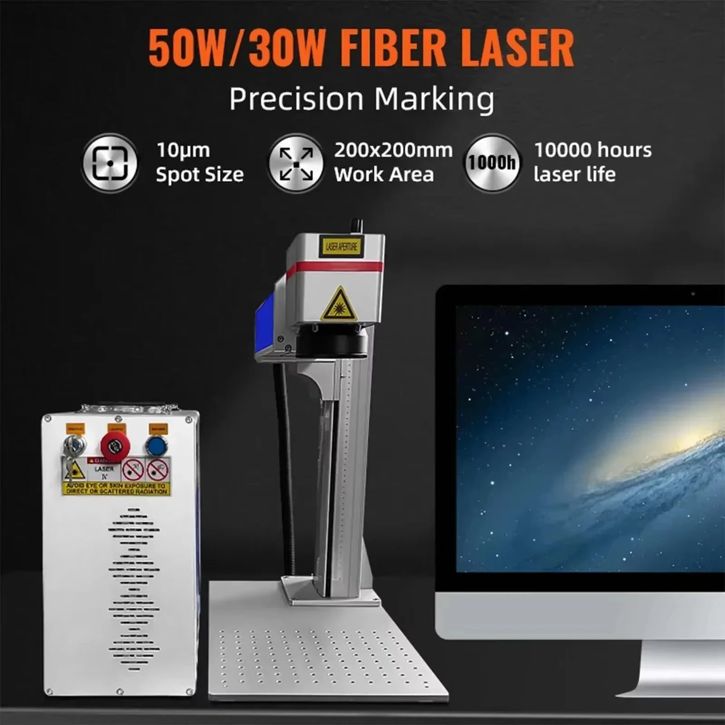 SIHAO 30W/50W Fiber Laser Marker | Metal & Stainless Steel Engraving/Cutting System for Jewelry, Rings, Precious Metals