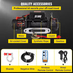 SIHAO Electric Winch 13500LBS 12V Truck/ATV Winch with Synthetic Rope & Wireless Remote for 4X4 Off-Road Trailer Jeep Recovery