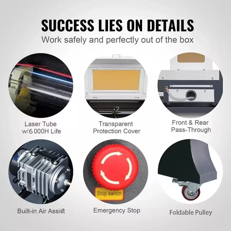 SIHAO 80W/100W CO2 Laser Engraver & Cutter - 500x700mm/900x600mm Engraving Area with RUIDA Controller for Wood Acrylic & Leather