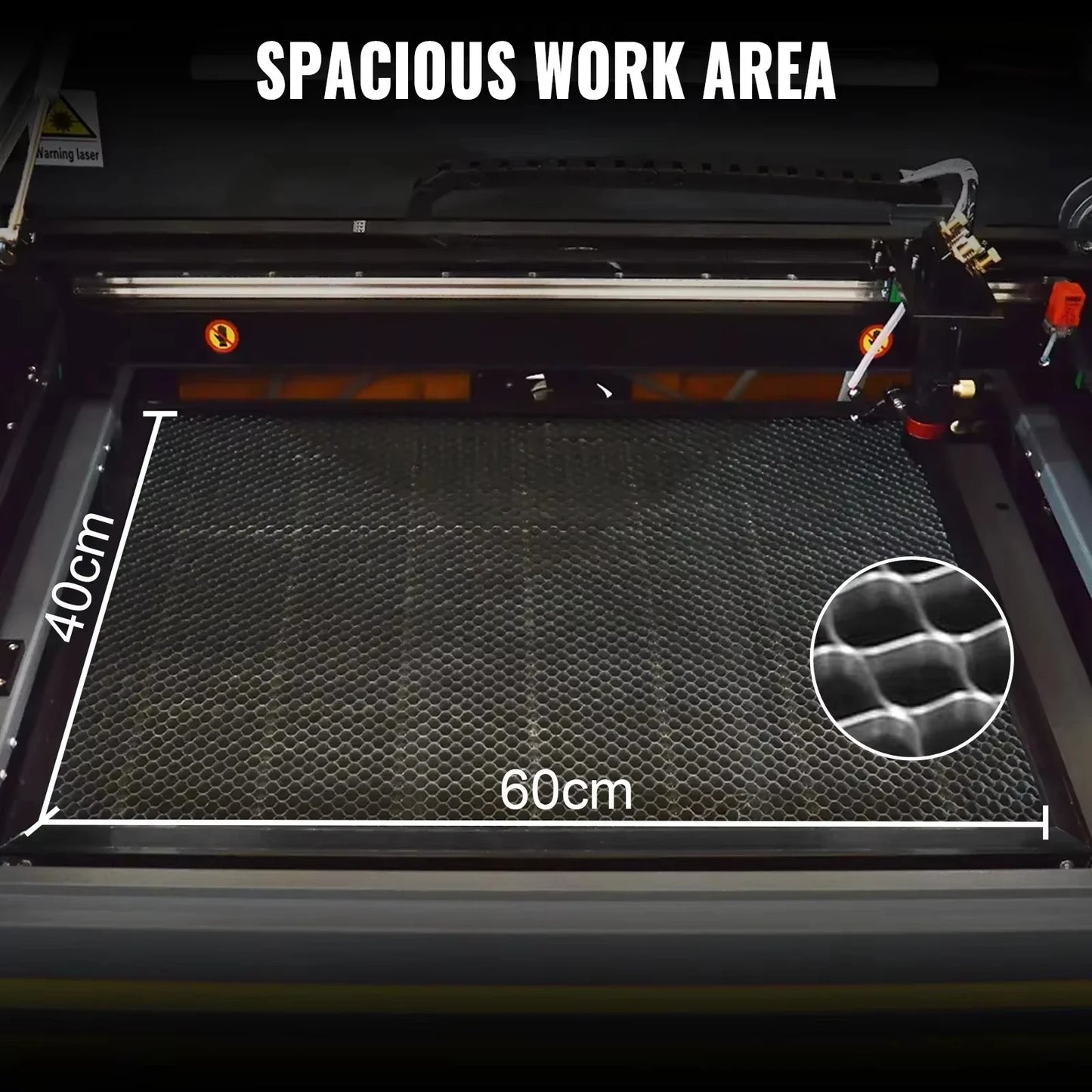 SIHAO 50/60W CO2 Laser Engraver & Cutter with Ruida/M2, 40x60cm Area, Water Cooling - for Wood/Leather/Acrylic