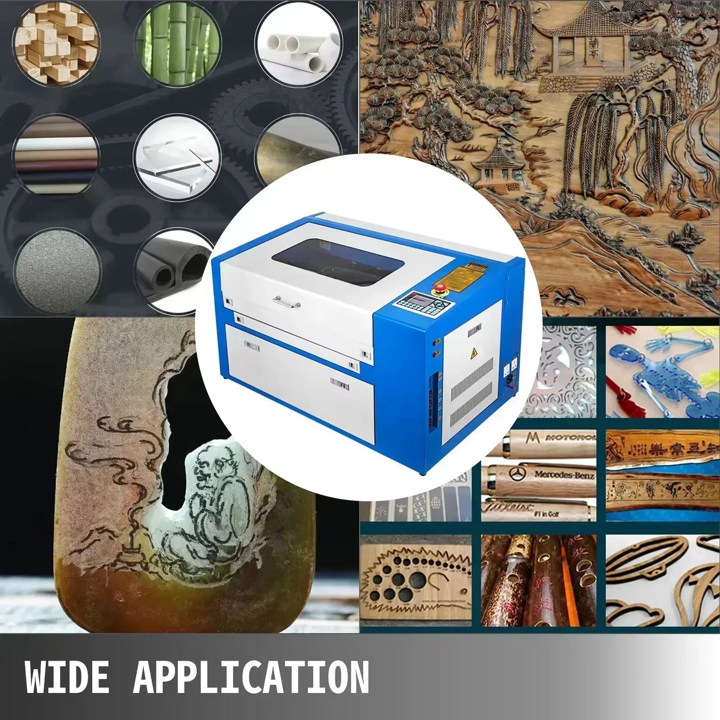 SIHAO 50W CO2 Laser Engraver & Cutter with Ruida DSP/USB Port - High-Speed Engraving for Acrylic/Wood/Leather