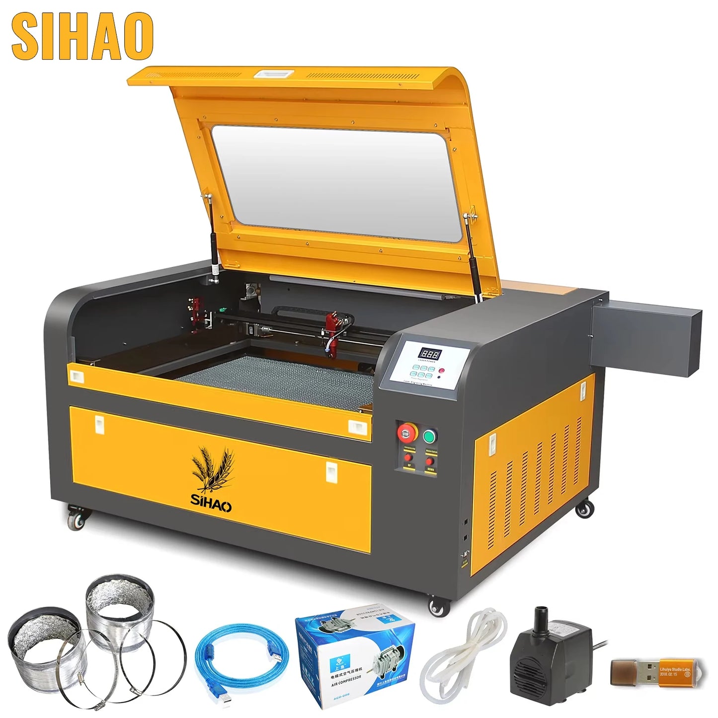 SIHAO 50W-100W CO2 Laser Engraver - Dual-Laser System for Wood/Leather/Acrylic Engraving & Cutting With Accessories Kit