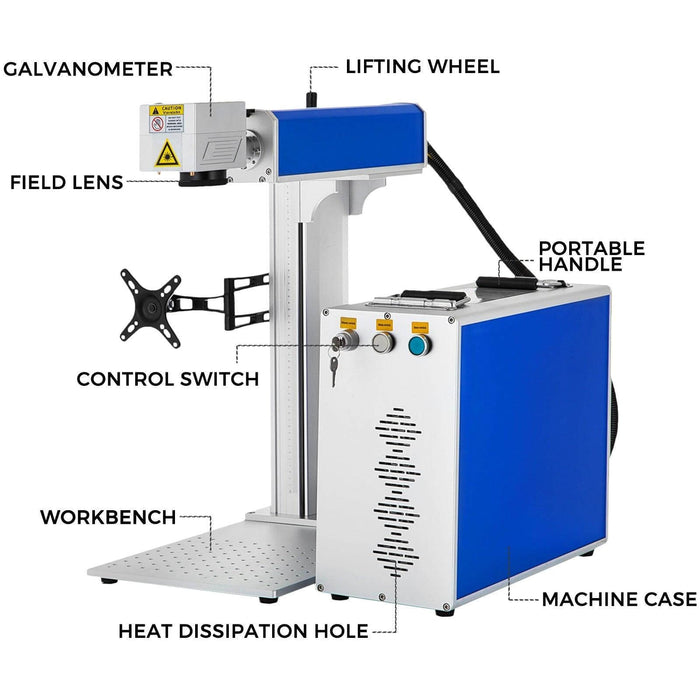 SIHAO 30W Split Fiber Laser & Marking Machine with (5.9"x5.9")working Area with Rotation Axis - SIHAOTEC Laser